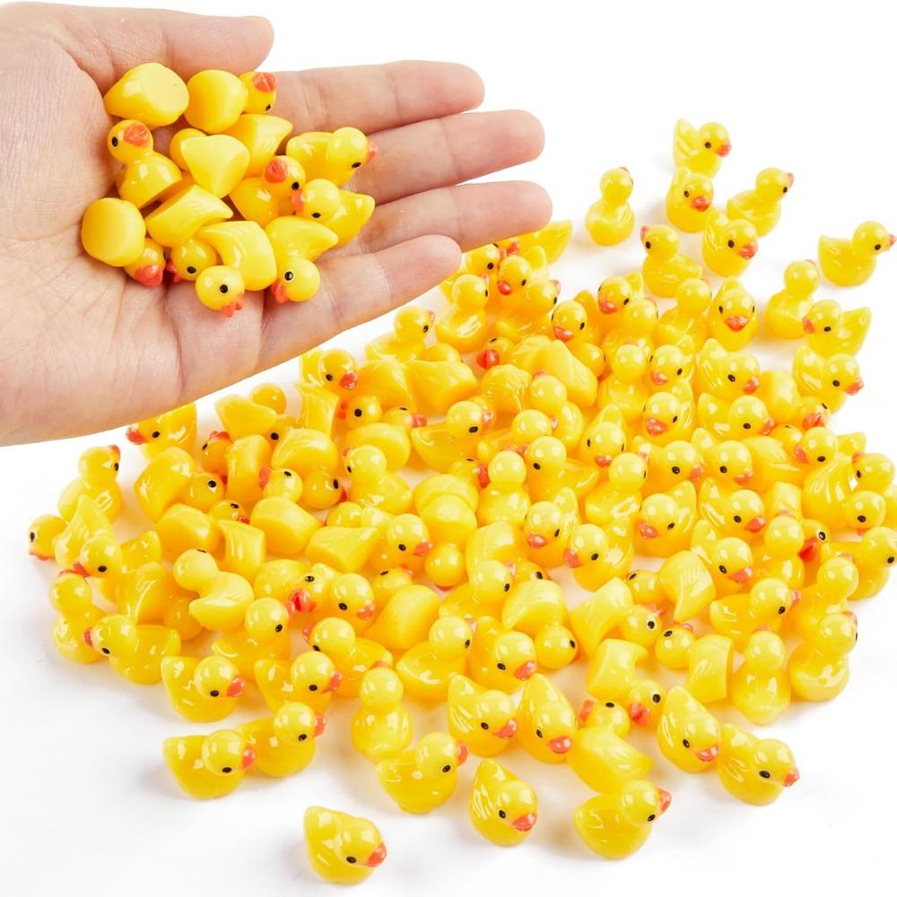 100pcs Yellow Tiny Duck Resin Miniature Figures New Mini Resin Ducks