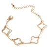 Not-Fading Gold Plated Lucky Hollow Four Leaf Clover Pendant Bracelet Ladies Adjustable Chain Women Fashion Party Jewelry Gift