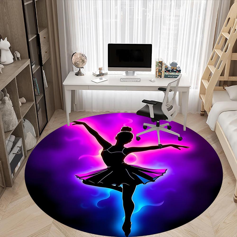 1pc Dance Art Office Round Area Rug, Indoor Mat Suitable ForOffice, Under Office Chairs Bedroom Living Room Home Decor, Room Deco D006