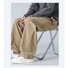 Men Cargo Drawstring Casual Pants Loose Wide Leg Elastic Waist Lightweight Outdoor Street Trousers
