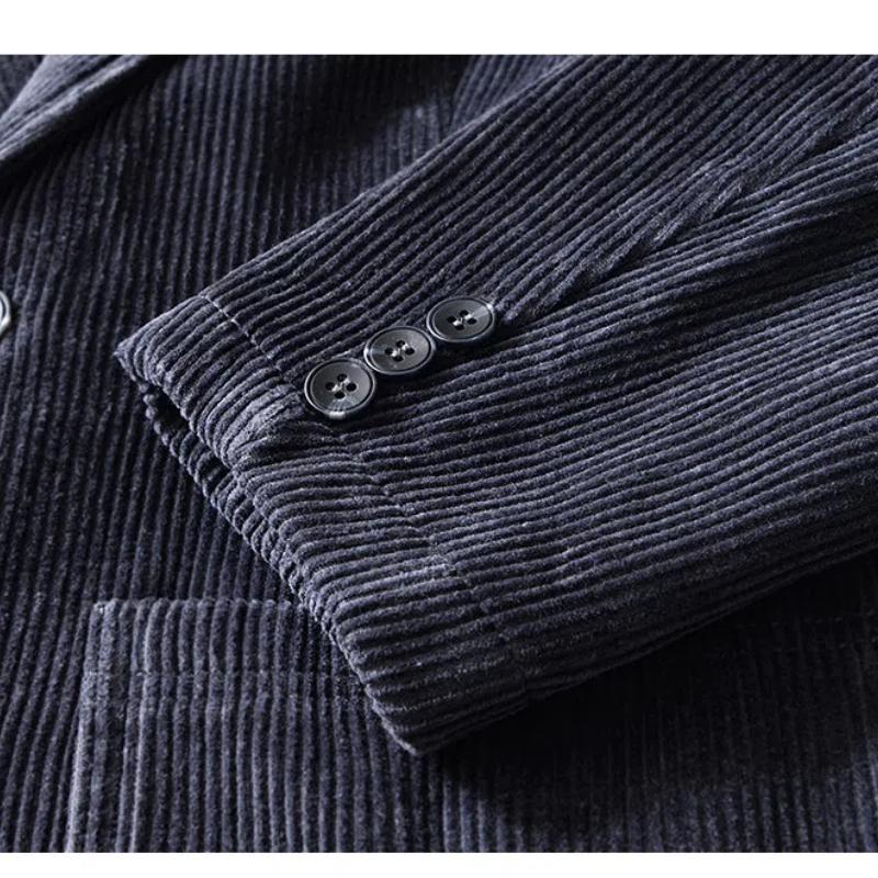Warmer Mantel für Herbst und Winter für Herren, britische Anzüge und Blazer, Cord-Fleecejacke, einfarbig, einfacher Stil, dicke Jacken