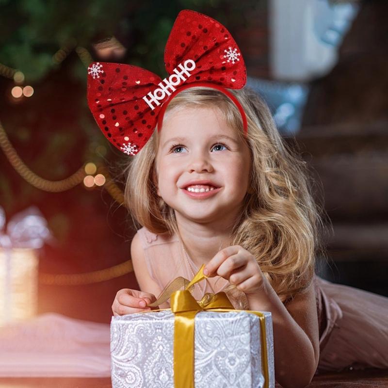 Spiral Christmas Tree Shape Hair Hoop Cute Bowknot Star HOHOHO Hair Holder Christmas Party Headwear for Teenagers