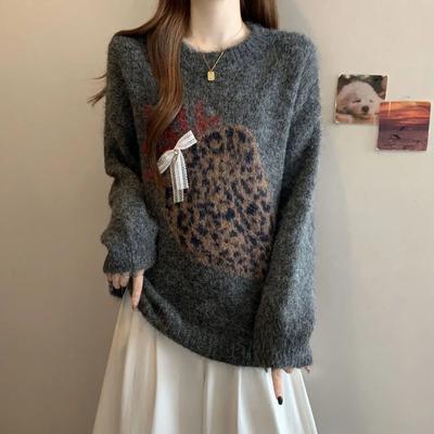 Herbst Winter College Stil Weich Wachsartig Jacquard Modischer Strickpullover Koreanisch Verdickt Rundhals Unterhemd Top