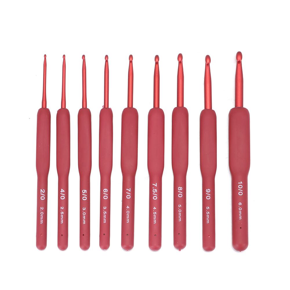 1 set/9 pcs Soft Grip DIY Ergonomic Handle Knitting Needles Craft Tools Crochet Hooks Weave Yarn
