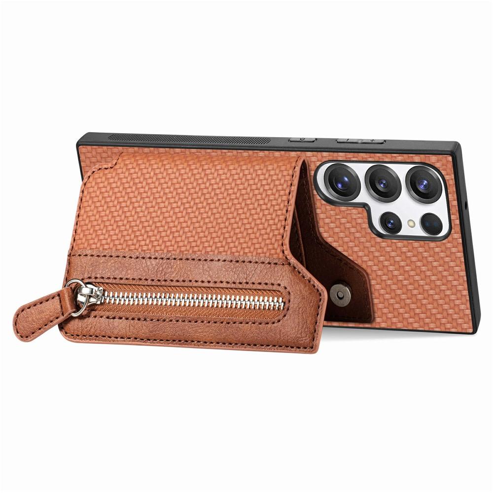 Wallet Case for Galaxy S26 Ultra - TPU+PC+Leather/PU, Brown