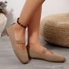 Women's New Knitted Mesh Breathable Flat Shallow Single Shoes Women's Lightweight Fashion Flying Knit Lazy Feet