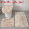 Non Dye Tie Slip Mat Fluffy Plush Bathroom Toilet Seat Cover Carpet 3 Piece Set