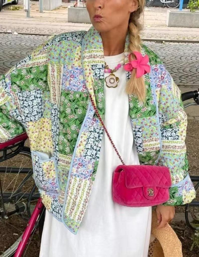 Spring Lapel Fashion Printed Cotton Slimming Jacket