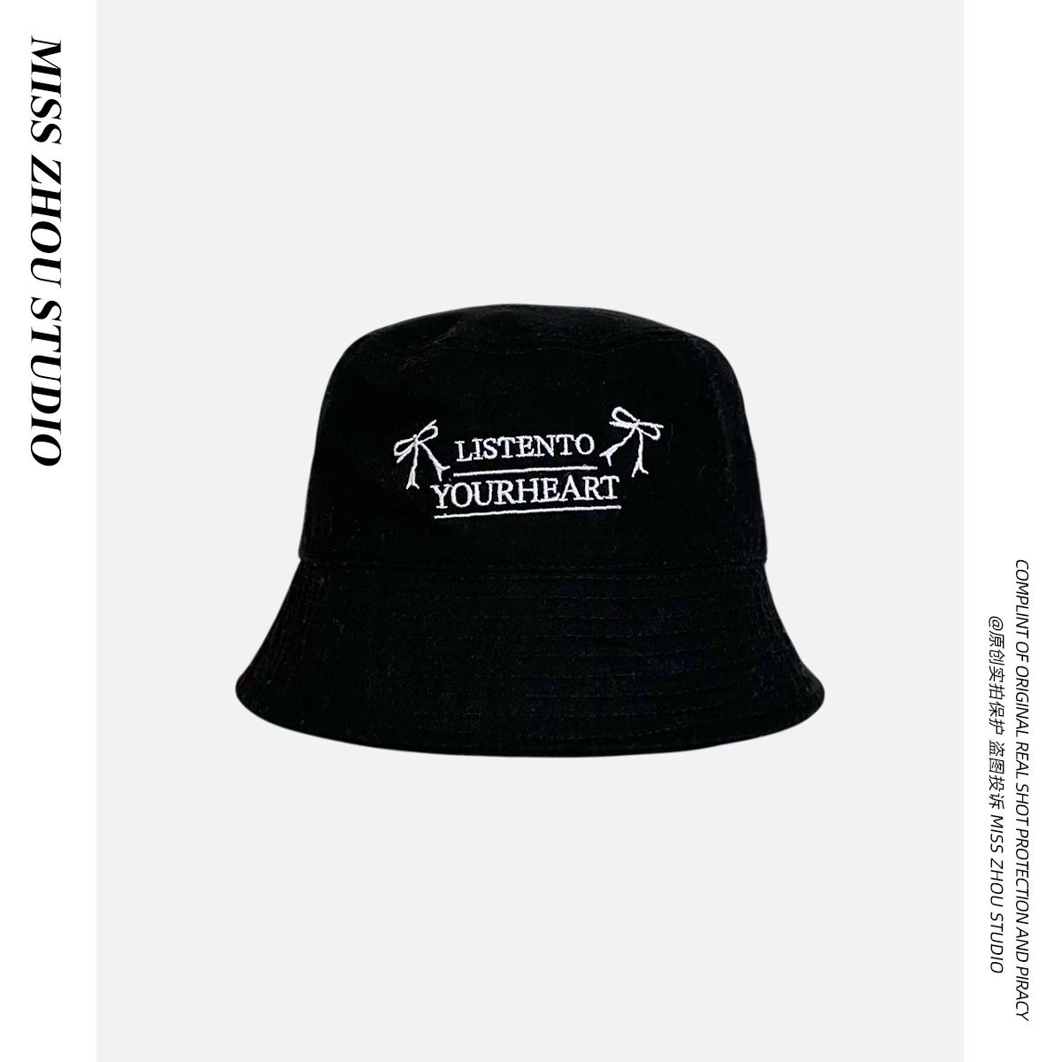 

Вышивка, надпись, шляпа-панама, женская летняя уличная повседневная универсальная шляпа-ведро, солнцезащитная шляпа-ведро Adult average size (56-58cm) чёрный