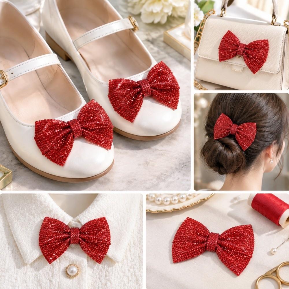 2pcs Handmade Sequin Hair Clips Shiny Design Bow Hair Accessories Large Glitter Hair Bows For Women