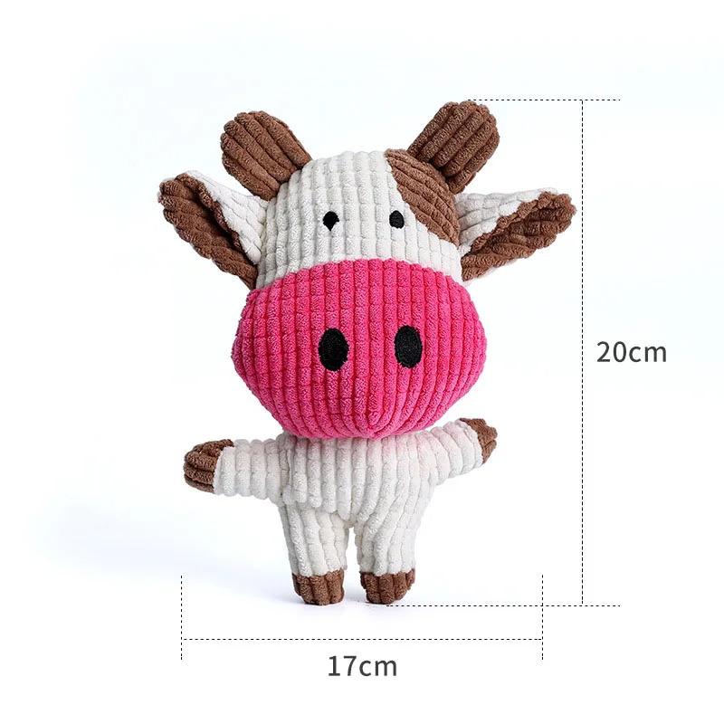 Pet Dog Cat Cute Plush Toys Squeak Pet Cow Rabbit Animal Plush Toy Dog Chew Squeaky Whistling Involved Squirrel Dog Toys