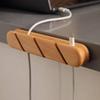 Solid Wood Cable Organizer Desktop Storage Box Secure Design For Data Cables Headphones Ideal For Office Workspace