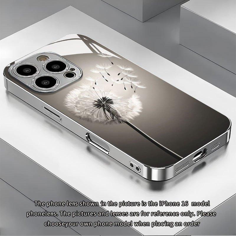 Fresh and Simple White Dandelion Electroplated Silver Phone Case for iPhone 17 16 Pro Max 15 Pro Max 14 13 12 11