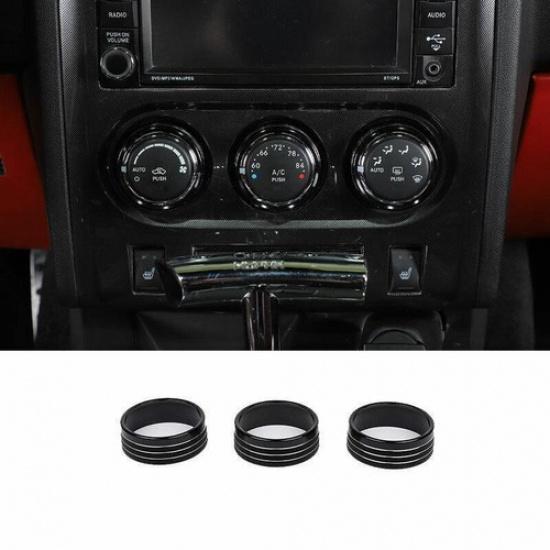 For Dodge Challenger 2009-2014 Black Aluminum Middle Console AC Knob Cover Trim