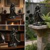 Dunkle Kapuzen-Totenkopf-Figur zur Regaldekoration, 15 cm hoch, saisonaler Raumakzent für Eingangsbereich, Wohnzimmer und Party-Dekoration