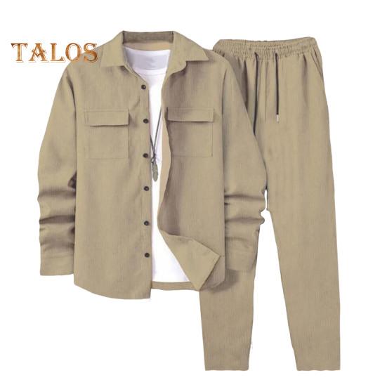 

Комплект мужской спортивной одежды из 2 предметов, пальто с длинными рукавами и карманами, эластичный пояс с завязками, длинные брюки, свободный крой, спортивная одежда S бежевый