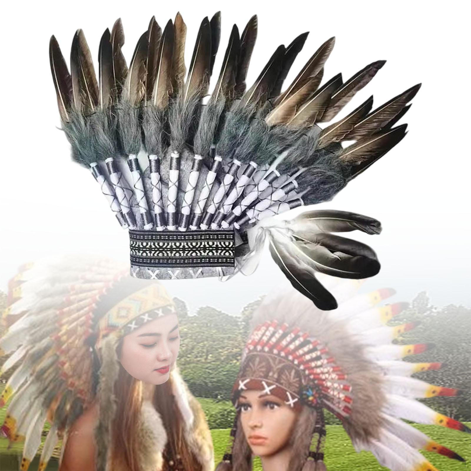

Indian Artificial Feather Headdress Headwear Trendy Lightweight Hat Cosplay for Stage