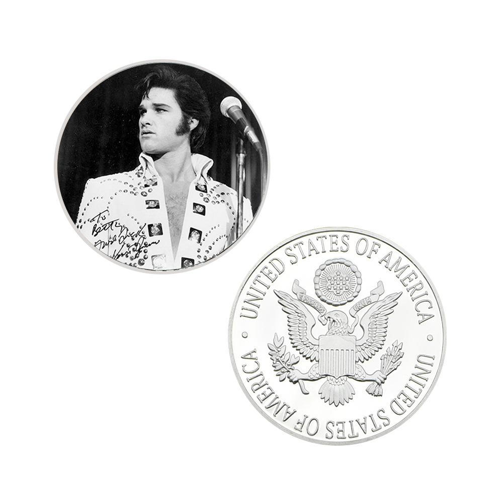 

Elvis Presley, American rock superstar, pop singer, gold-plated/silver badges, commemorative coins, collectible gifts