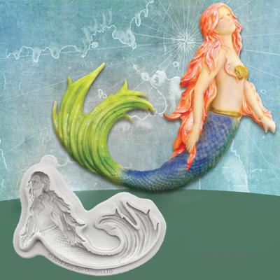 Stampo per fondente con sirena oceanica, stampo in silicone per ritmo secco, decorazione per torta fai da te al cioccolato