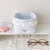 Large Capacity Quilted Storage Basket Polka Dot Pattern Desktop Organizer Box
