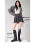 Harajuku Streetwear Pleated A-Line Wool Skirt - Versatile High Waist School Style