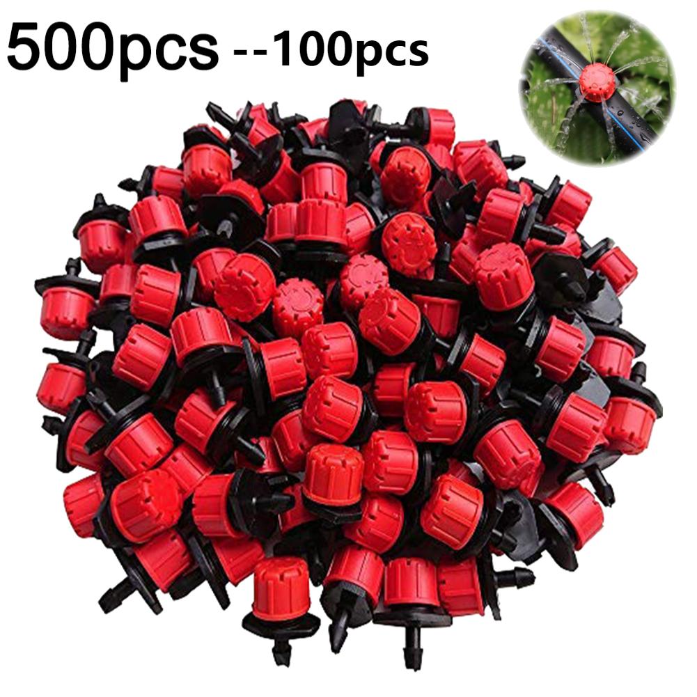 500-100Pcs 1/4 Inch Adjustable Irrigation Drippers Rotating Sprinklers Micro Drip Irrigation Sprinklers for Balcony Greenhouse