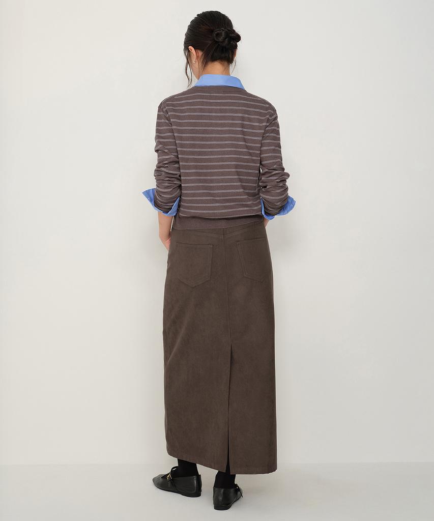Musinsa Standard Woman Women'S Synthetic Suede Maxi Skirt [Brown]