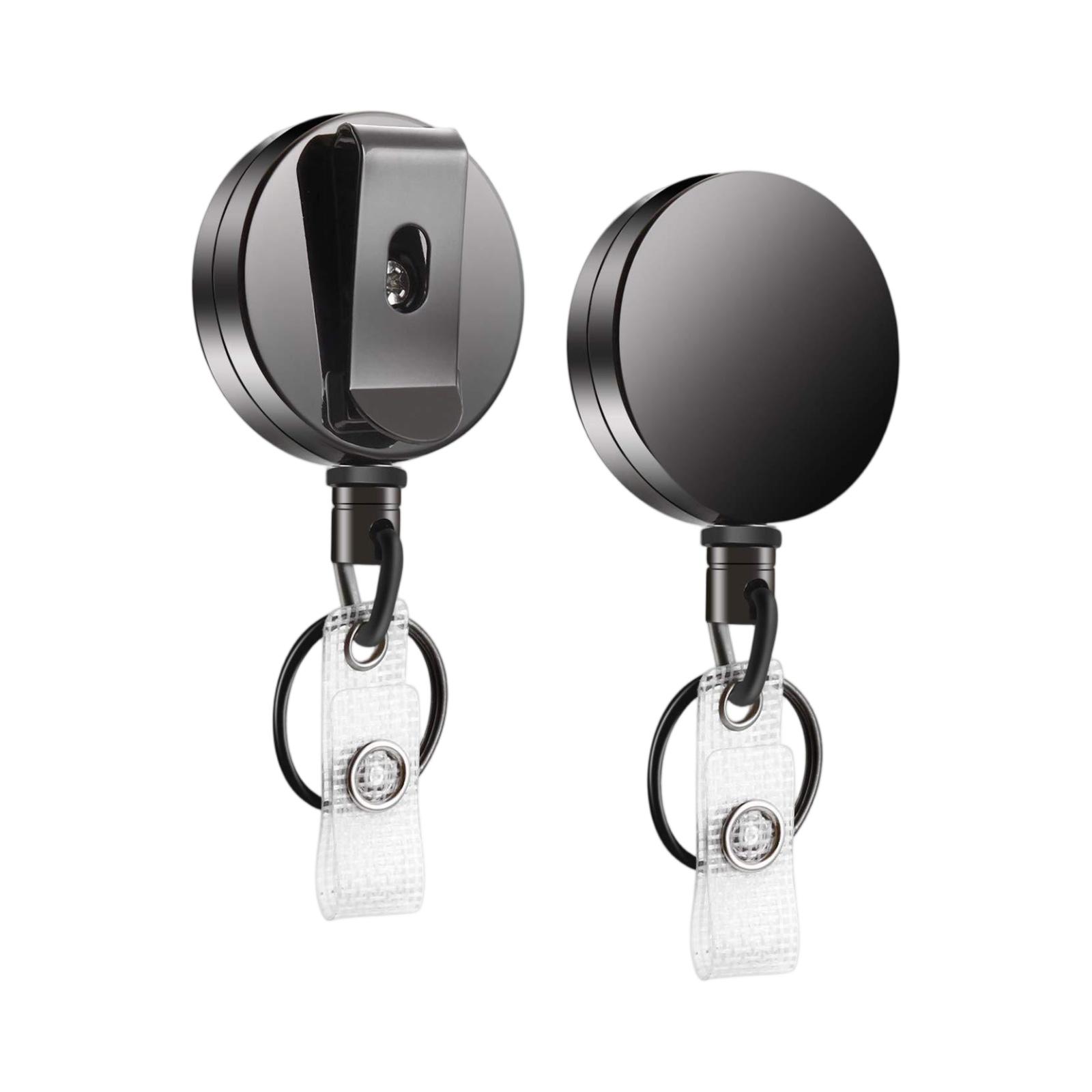 

Retractable Strong Badge Reel with Belt Clip Heavy Duty Retractable Keychain Reel for ID Cards Badges and Keys one size чёрный