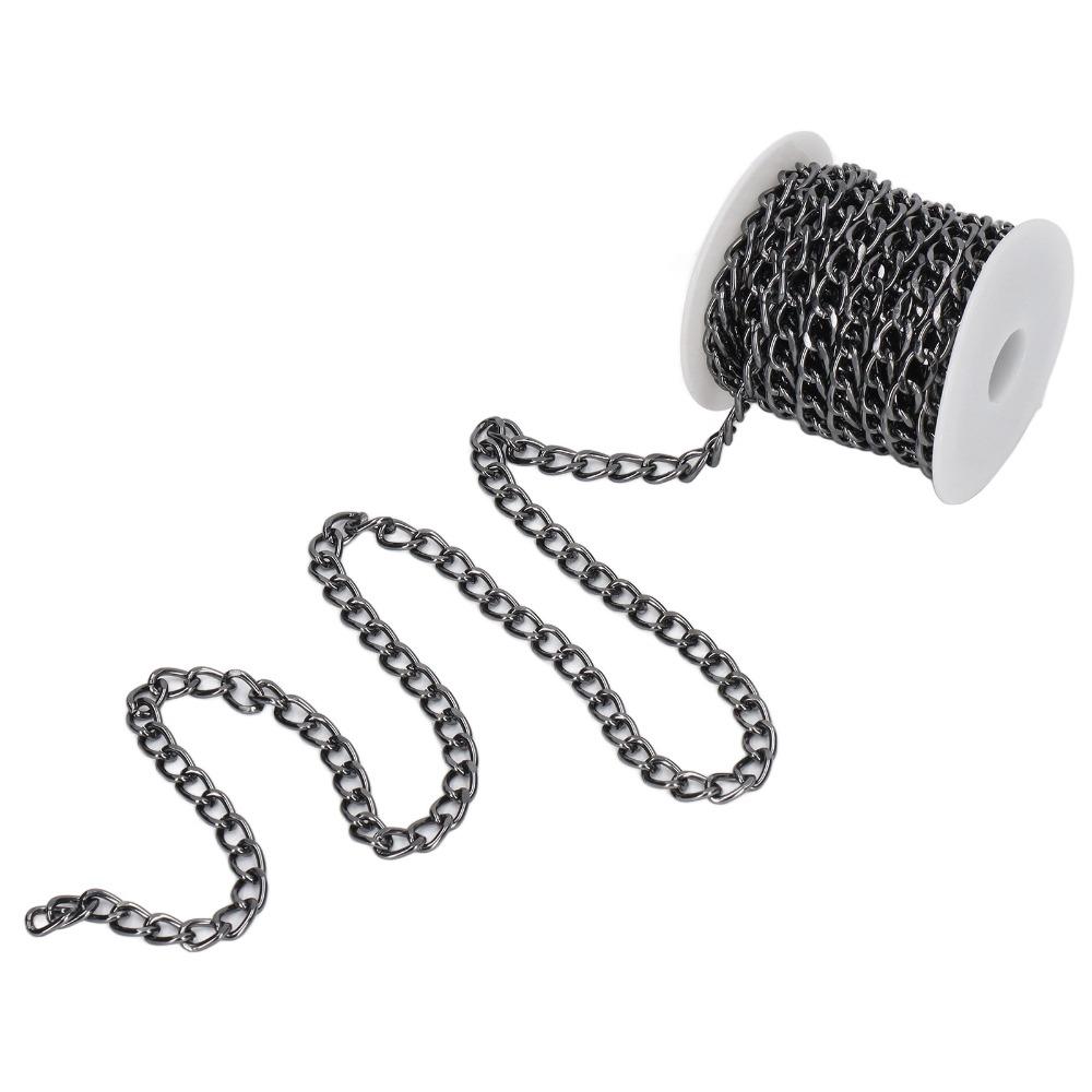 Black Plated Curb Chain Oval Links Chain Roll Jewelry Tools Chain Spool  DIY Crafts