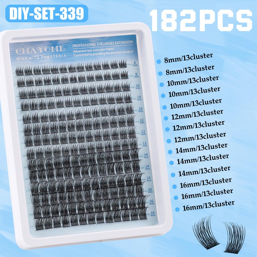 Single Cluster C Curved Multi-Hair False Eyelash Set 8-18Mmdiy Segmented Grafting Thick Eyelashes