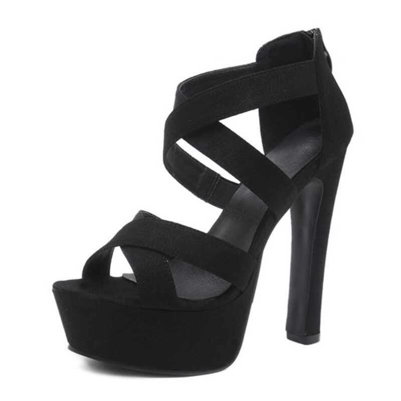 Summer new versatile one-button sandals women s thick heel open-toed sexy black waterproof table 14cm super high heel sandals 34