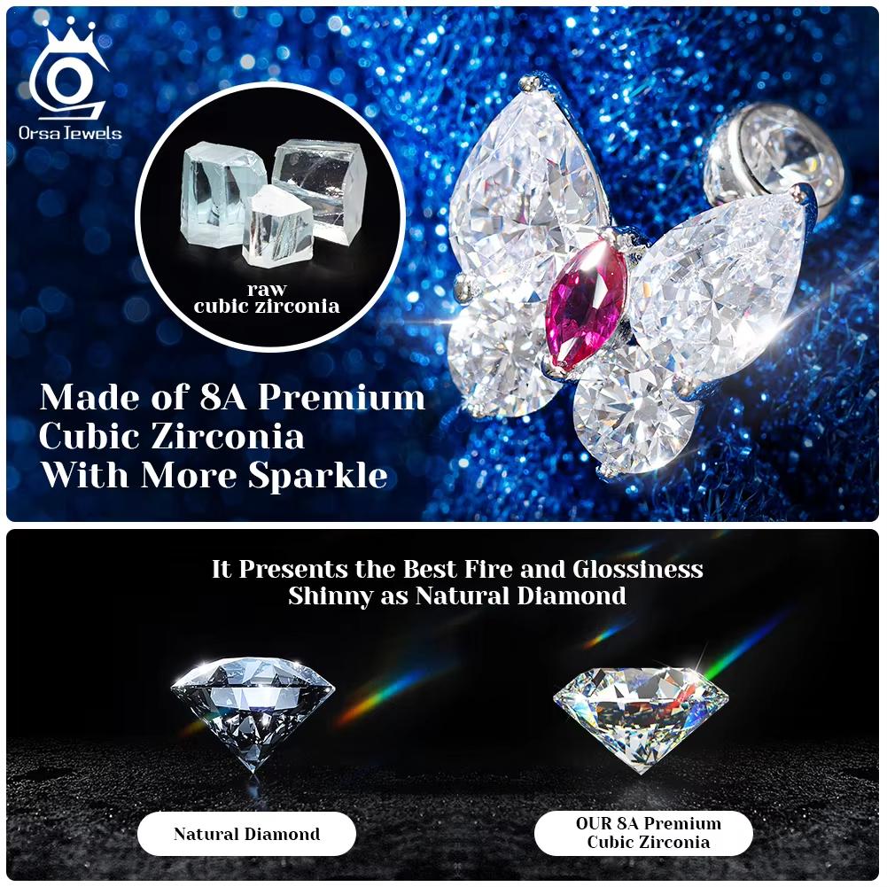 ORSA JEWELS Shiny and Romantic 925 Silver Stud Earrings with a Heart Zirconia, the Ultimate Jewelry for Valentine's Day LZE55