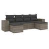 6 Piece Grey Garden Sofa Set with Cushions Poly Rattan