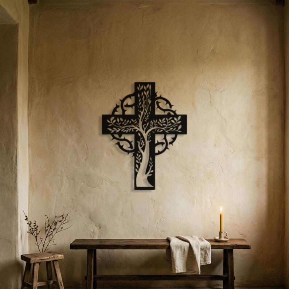 Metal Tree of Life Wall Cross Christian Rustic Home Decor