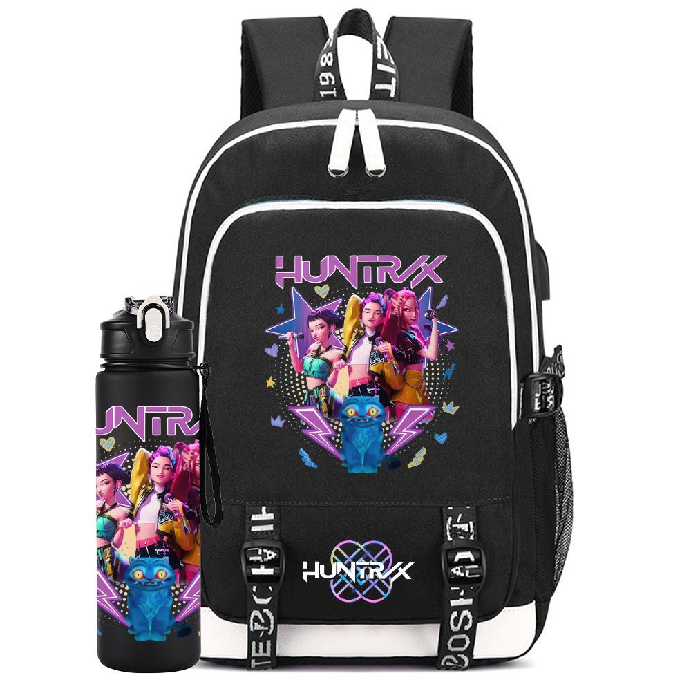

2 шт./набор Аниме K-Pop Рюкзак с принтом и бутылкой для воды 750 мл для подростка, студента, девочки, мальчика, школьный рюкзак, детский подарок, большая вместимость, дорожная сумка, рюкзак