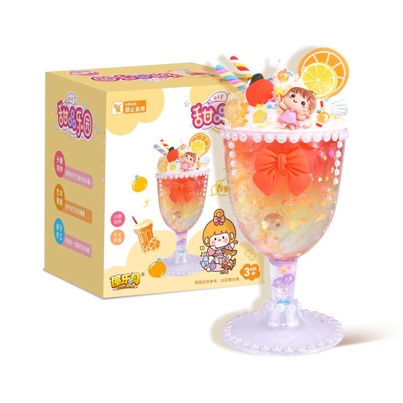 Children'S Handmade Simulation Cream Glue Diy Material Pack Dessert Milk Tea Cup Ice Cream Set Food Play Educational Toys