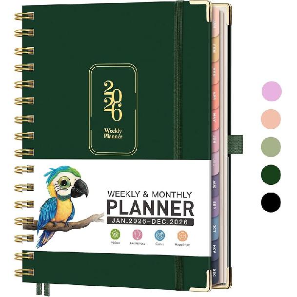 RETTACY 2026 Planner, Weekly and Monthly, Medium Size (5.7" x 8.3"), Jan - Dec 2026, Agenda, Calendar, 12 Month Tabs, Hardcover, 100 GSM Thick Paper,