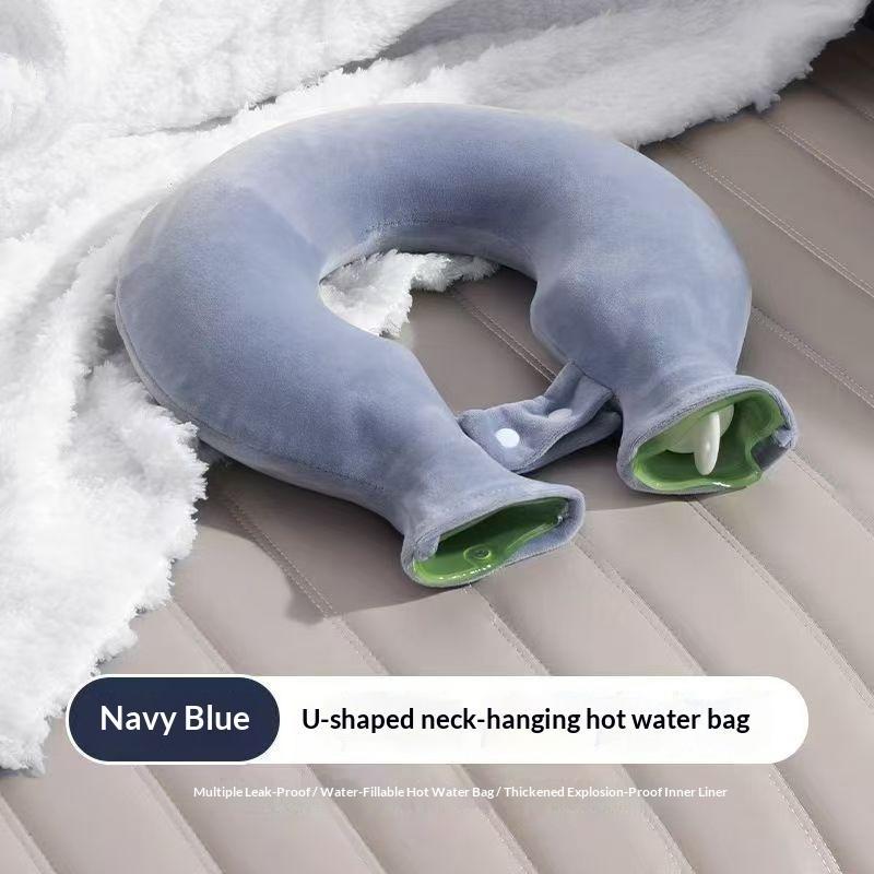 U Shaped Neck Water Bag With Soft Velvet Cover Long Lasting Heat Retention For Neck Pain Relief