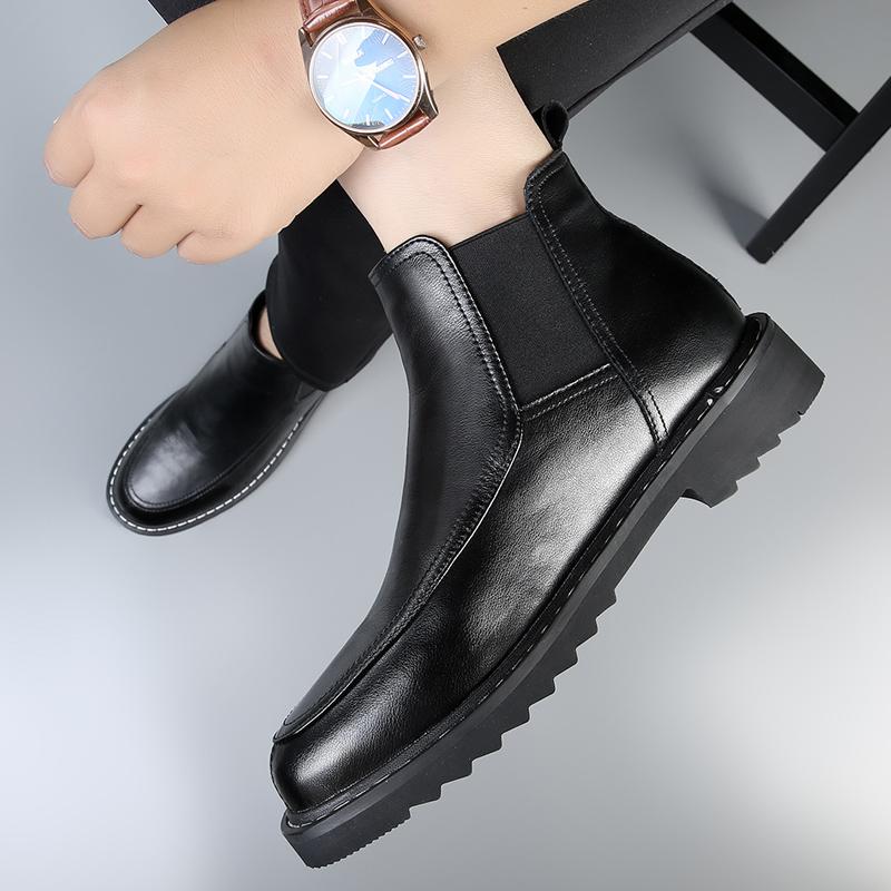 Fashion New men's Chelsea boots Fashionable minimalist British style Outdoor leisure business party Daily office dress Brown shoes