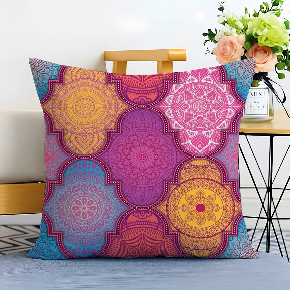 Classical impression Mandala Style Pillow Case Printed Brushed Fleece Pillow Baby Skin-Touch Eco-Friendly Dye-Sublimat