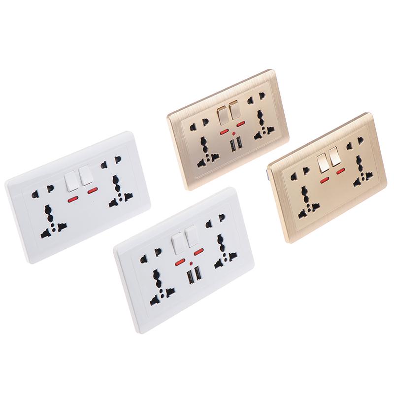 Veggstrømkontakt Universal 5 Hull 2.1A Dobbel USB-laderport Kontakt