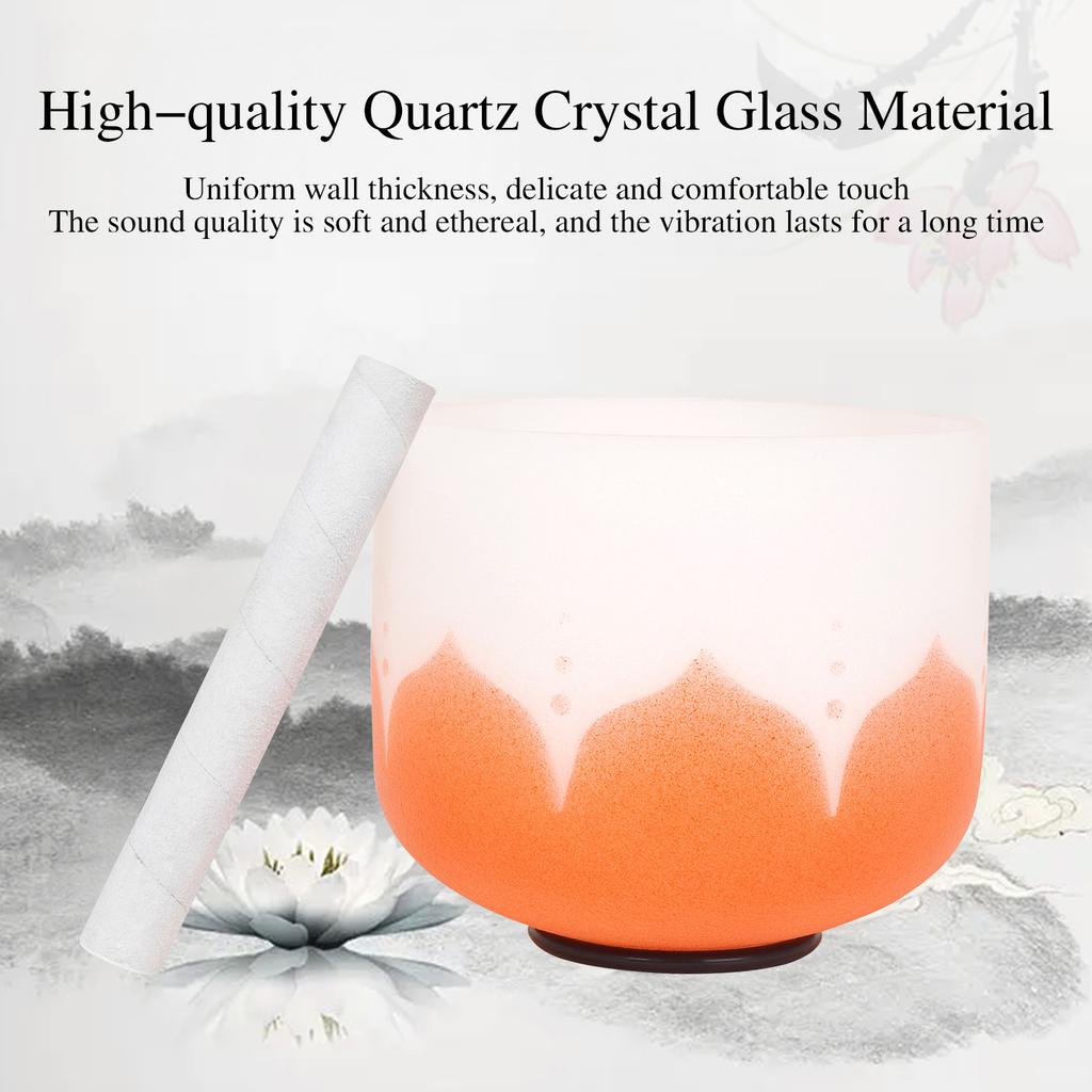 8 Inch Crystal Singing Bowl with Mallet & Rubber O Ring for Music Making Musical Healing Meditation Yoga Home Office