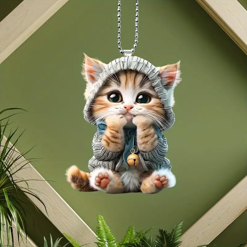 Acrylic cute cat pendant 1PCS plush toy car interior car hanging backpack keychain gift