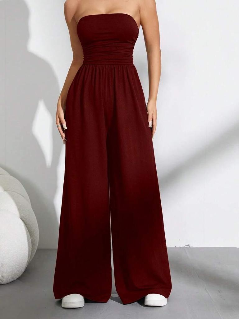 2026 Strapless Wide-leg High-waisted Jumpsuit