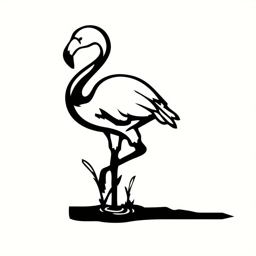 Metal Flamingo Bird Sign Cutout - Rustic Outdoor Home Garden Decor. A Wonderful Housewarming Gift for Patio and Lawn Decoration