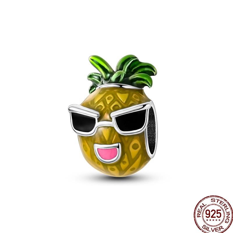 Newstering Copper Cherry Strawberry Fruit Series Charms Beads Fit 3Mm Original Bracelets Diy Birthday Jewelry Gifts