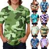 Men's -Printed Scrub Top, V-Neck with Pockets Comfort Fit Uniform for -Daily Work