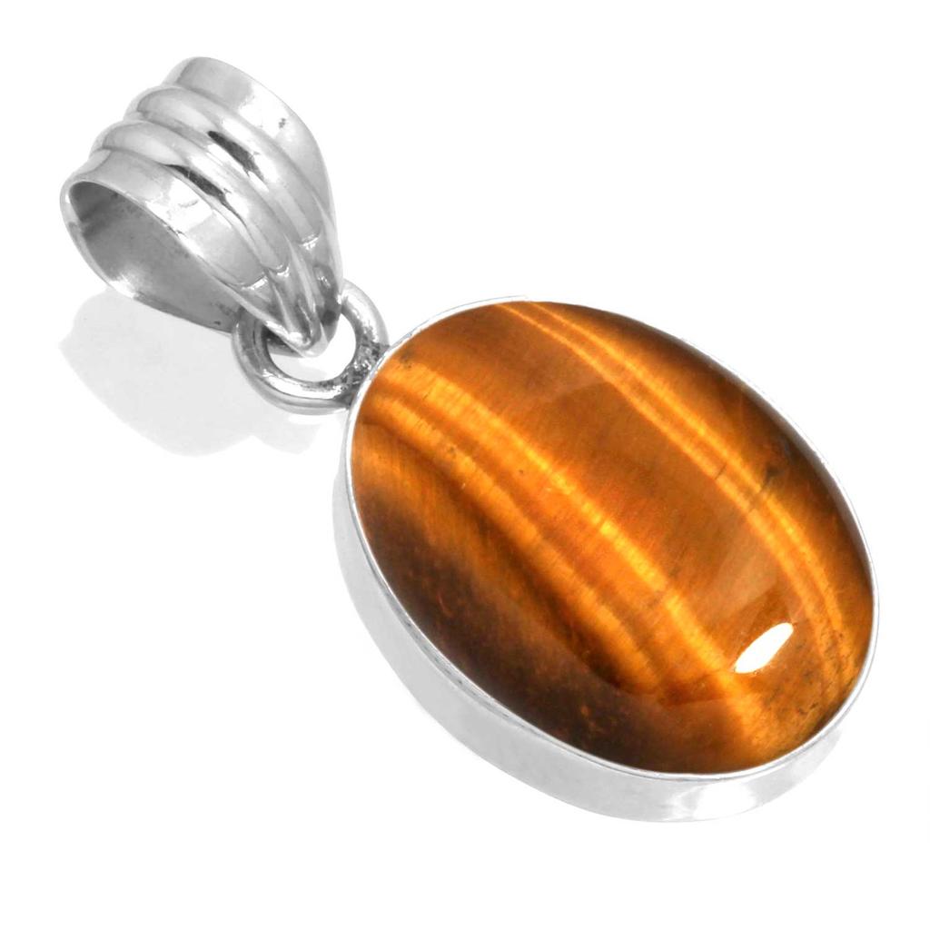 925 Sterling Silver Pendant Women Gemstone Handmade Jewelry Christmas Gift Malachite Moonstone Rose Quartz Red Stone Smoky Topaz Tiger Eye Costume