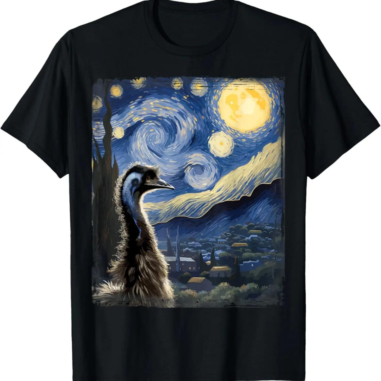 Van Gogh Style Starry Night Emu T-Shirt S чёрный