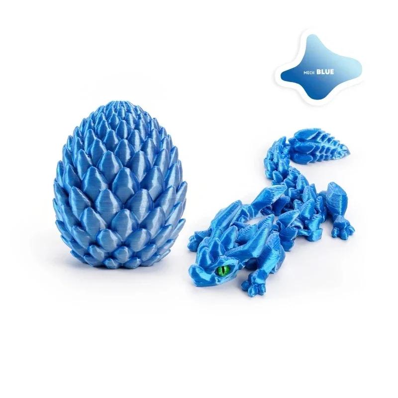12cm 3D Printed Easter Eggs with Icy Crystal Mini Dragon Articulated Dragon Figure Easter Basket Stuffers Party Favors for Kids